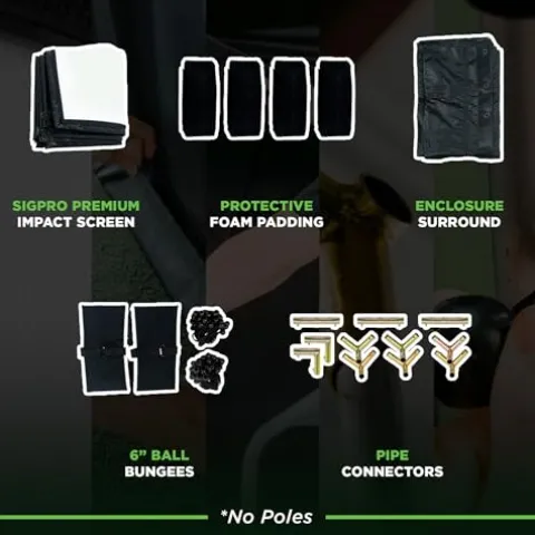 The Indoor Golf Shop DIY Golf Simulator Enclosure, SIGPRO Screen, Black 7.7×10