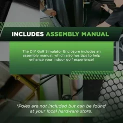 The Indoor Golf Shop DIY Golf Simulator Enclosure, SIGPRO Screen, Black 7.7×10