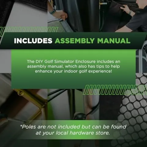 The Indoor Golf Shop DIY Golf Simulator Enclosure, SIGPRO Screen, Black 7.7×10