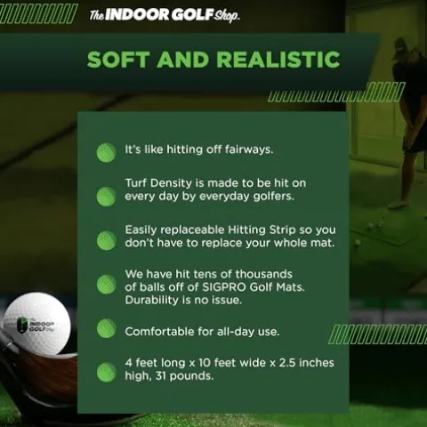 The Indoor Golf Shop SIGPRO Softy Golf Mat – 4′ x 7′ – Made in USA