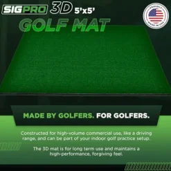 The Indoor Golf Shop SIGPRO 3D 5′ x 5′ Golf Mat – Durable and Realistic