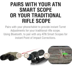 theOpticGuru ATN 10×42 Laser Ballistics Binocular with Rangefinder, Bluetooth, and Mobile App Sand