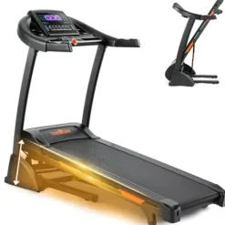 THERUN Incline Treadmill 300 lbs Weight Capacity Folding Treadmill 0-15% Auto Incline Orange-Black