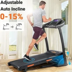 THERUN Incline Treadmill 300 lbs Weight Capacity Folding Treadmill 0-15% Auto Incline Orange-Black