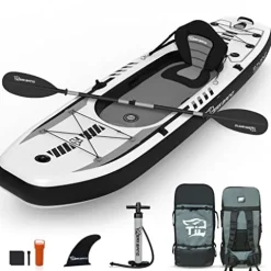TIGERXBANG Inflatable Kayak with Detachable Seat Black