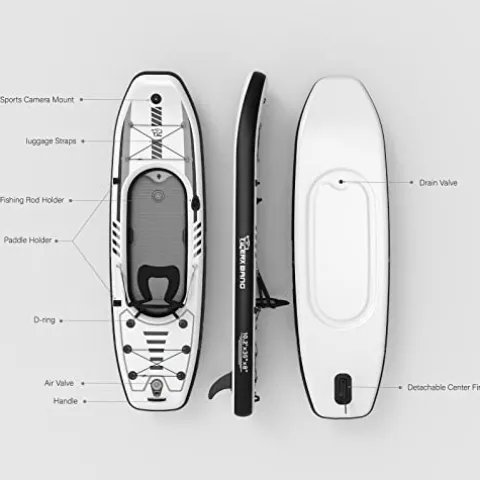 TIGERXBANG Inflatable Kayak with Detachable Seat Black