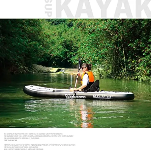 TIGERXBANG Inflatable Kayak with Detachable Seat Black