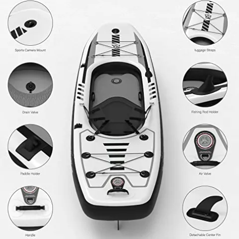 TIGERXBANG Inflatable Kayak with Detachable Seat Black