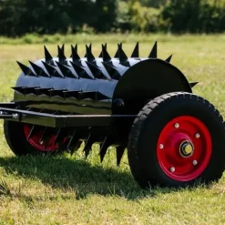 Titan Attachments 3 FT Tow-Behind Drum Spike Aerator with Wheel Kit