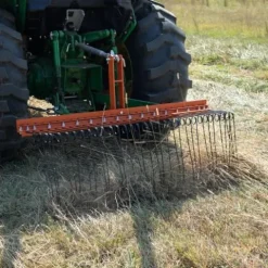 Titan Attachments 3 Point 6 FT Pine Straw Needle Rake for Category 1 Tractors with Coil Spring Tines Orange