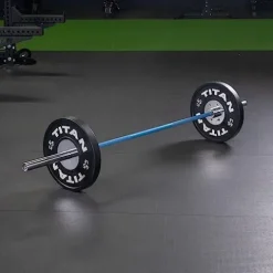 Titan Fitness 20 KG 28.5MM TITAN Series Olympic Barbell, USA Made Multipurpose Bar, Blue Cerakote