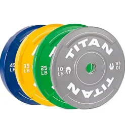 Titan Fitness 230 LB EZ-Grip Olympic Bumper Plates Set for Weightlifting and Strength Training