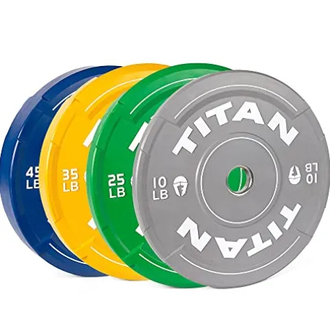 Titan Fitness 230 LB EZ-Grip Olympic Bumper Plates Set for Weightlifting and Strength Training