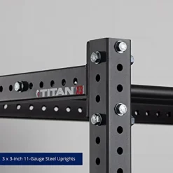 Titan Fitness Flat Foot Power Rack X-3 Series 82-in. H 30-in. D with 4 Weight Plate Holders Black