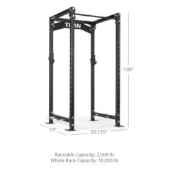 Titan Fitness Power Rack 100″ Black Bolt-Down 42″ Depth 2000 LB Cage
