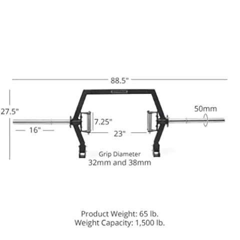 Titan Fitness Rackable Open Trap Bar 1,500 LB Rated Olympic Barbell