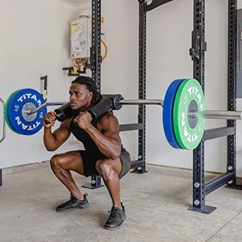 Titan Fitness Rackable Safety Squat Olympic Bar 1,500 LB Shoulder and Arm Pads Balanced Camber Design