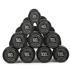 Titan Fitness Rubber EZ Curl Fixed Barbells 20 LB-110 LB for Strength Training & Weightlifting