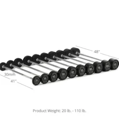 Titan Fitness Rubber Straight Fixed Barbells Black