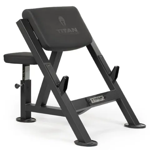 Titan Fitness Seated Preacher Curl Bench Black, Max Load 250 LB, Bicep Curl Support Training