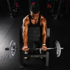 Titan Fitness Seated Preacher Curl Bench Black, Max Load 250 LB, Bicep Curl Support Training