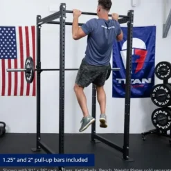 Titan Fitness T-3 Series Black Tall Power Rack 36in Depth Weight Plate Holders 1,100 LB Capacity