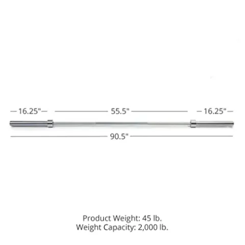 Titan Fitness Titan Series Olympic Deadlift Barbell Bright Zinc/Hard Chrome 20 KG 28.5MM USA Made 2,000 LB Rated