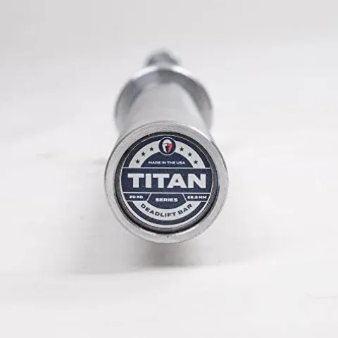 Titan Fitness Titan Series Olympic Deadlift Barbell Bright Zinc/Hard Chrome 20 KG 28.5MM USA Made 2,000 LB Rated