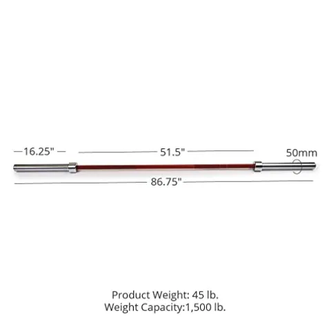 Titan Fitness USA Made 20 KG 28.5MM TITAN Series Olympic Barbell Red Cerakote