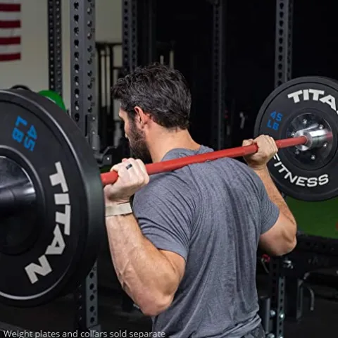 Titan Fitness USA Made 20 KG 28.5MM TITAN Series Olympic Barbell Red Cerakote