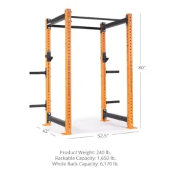Titan Fitness X-3 Series 80″ Orange Bolt-Down Power Rack
