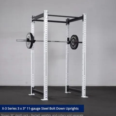 Titan Fitness X-3 Series 90″ White Bolt-Down Power Rack 1650 LB Cage