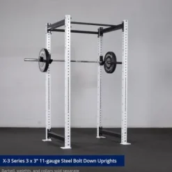 Titan Fitness X-3 Series 90″ White Bolt-Down Power Rack 36″ Depth