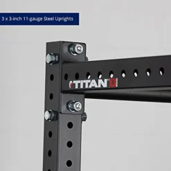 Titan Fitness X-3 Series Short Bolt-Down Power Rack with Weight Plate Holders 24-in. Depth Black