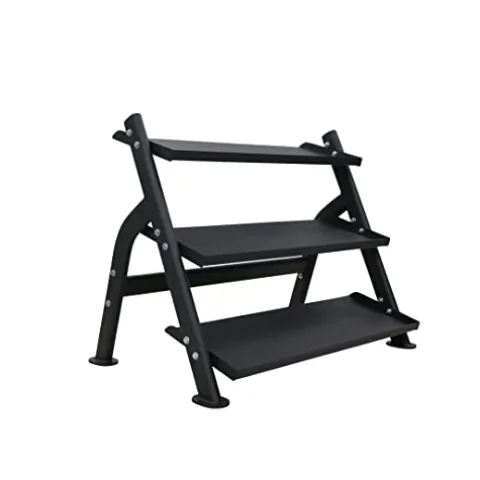 TKO 3-Tier Dumbbell & Kettlebell Rack | Home Gym Organizer | Black Stand