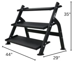 TKO 3-Tier Dumbbell & Kettlebell Rack | Home Gym Organizer | Black Stand