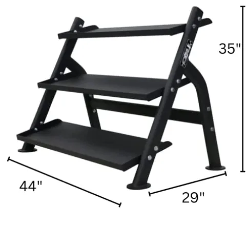 TKO 3-Tier Dumbbell & Kettlebell Rack | Home Gym Organizer | Black Stand