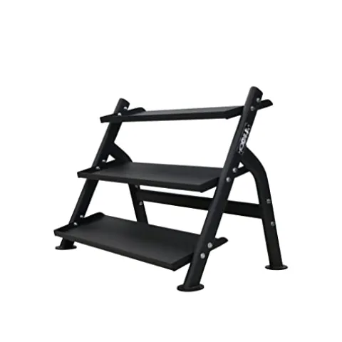 TKO 3-Tier Dumbbell & Kettlebell Rack | Home Gym Organizer | Black Stand