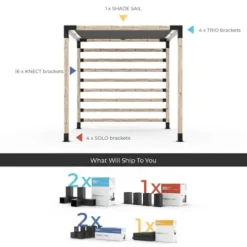 TOJAGRID Any Size Pergola Kit with Post Wall for 4×4 Wood Graphite