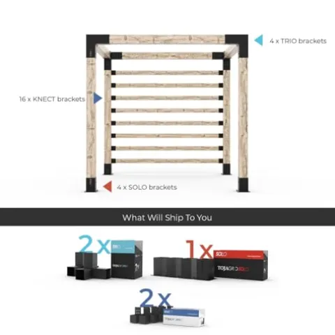 TOJAGRID Any Size Pergola Kit with Post Wall for 6×6 Wood Posts Black