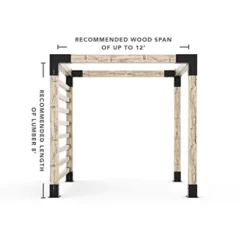 TOJAGRID Any Size Pergola Kit with Post Wall for 6×6 Wood Posts Black