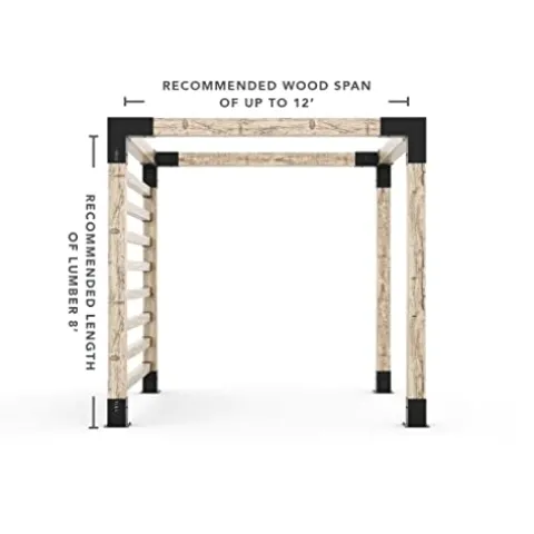 TOJAGRID Any Size Pergola Kit with Post Wall for 6×6 Wood Posts Black
