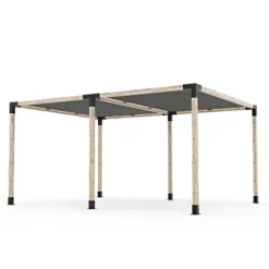 TOJAGRID Double Pergola Kit with 2 Shade Sails for 4×4 Wood Posts 12×16 Black