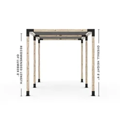 TOJAGRID Double Pergola Kit with 2 Shade Sails for 4×4 Wood Posts 12×16 Black