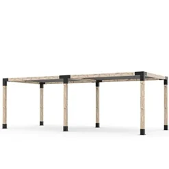 TOJAGRID Double Pergola Kit with 2 Shade Sails for 6×6 Wood Posts Graphite