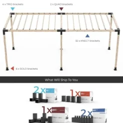 TOJAGRID Double Pergola Kit for 4×4 Wood Posts with KNECT 2×4 Brackets Black