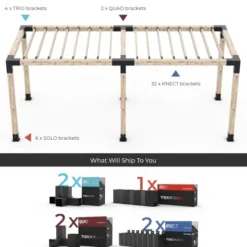 TOJAGRID Double Pergola Kit for 6×6 Wood Posts with KNECT 2×6 Top Rafter Brackets Black