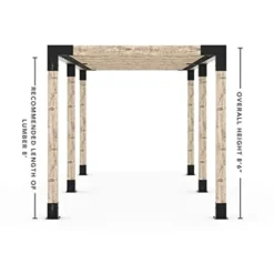 TOJAGRID Double Pergola Kit for 6×6 Wood Posts with KNECT 2×6 Top Rafter Brackets Black
