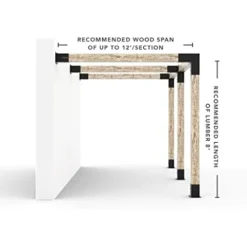 TOJAGRID Double Wall Mount Pergola Kit for 6×6 Wood Posts Black