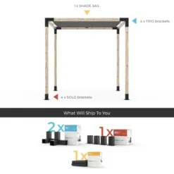 TOJAGRID Pergola Kit with Shade SAIL for 4×4 Wood Posts (10×10) Black